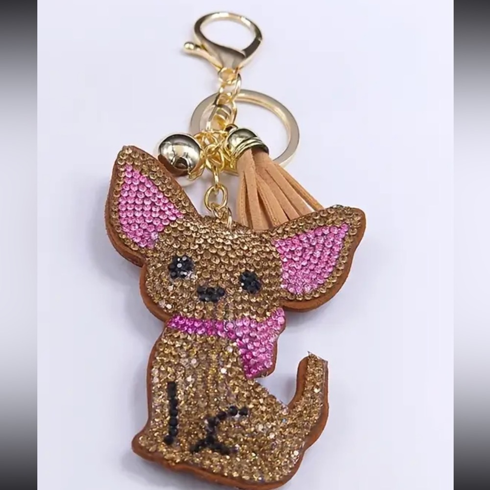 Puffy Chihuahua Bling Keychain/Purse Charm